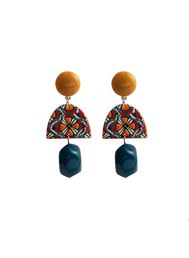 لاتين زوج واحد من الأقراط النسائية، أقراط طويلة من الأكريليك بتصميم هندسي غير منتظم على الطراز الباروكي، هدية مثالية للنساء والفتيات - Image 1